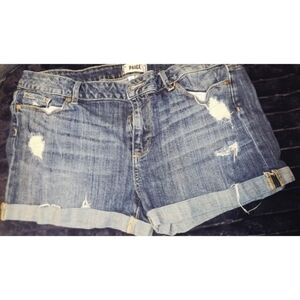 PAIGE Distressed Blue Jean Shorts